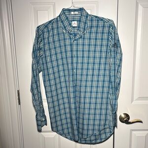 Peter Millar S Teal & White Plaid Button Up w/ Custom Brand (Not Sold In Stores)